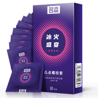 【避孕润滑】凸点螺纹冰火盛宴情趣安全套10只装名流